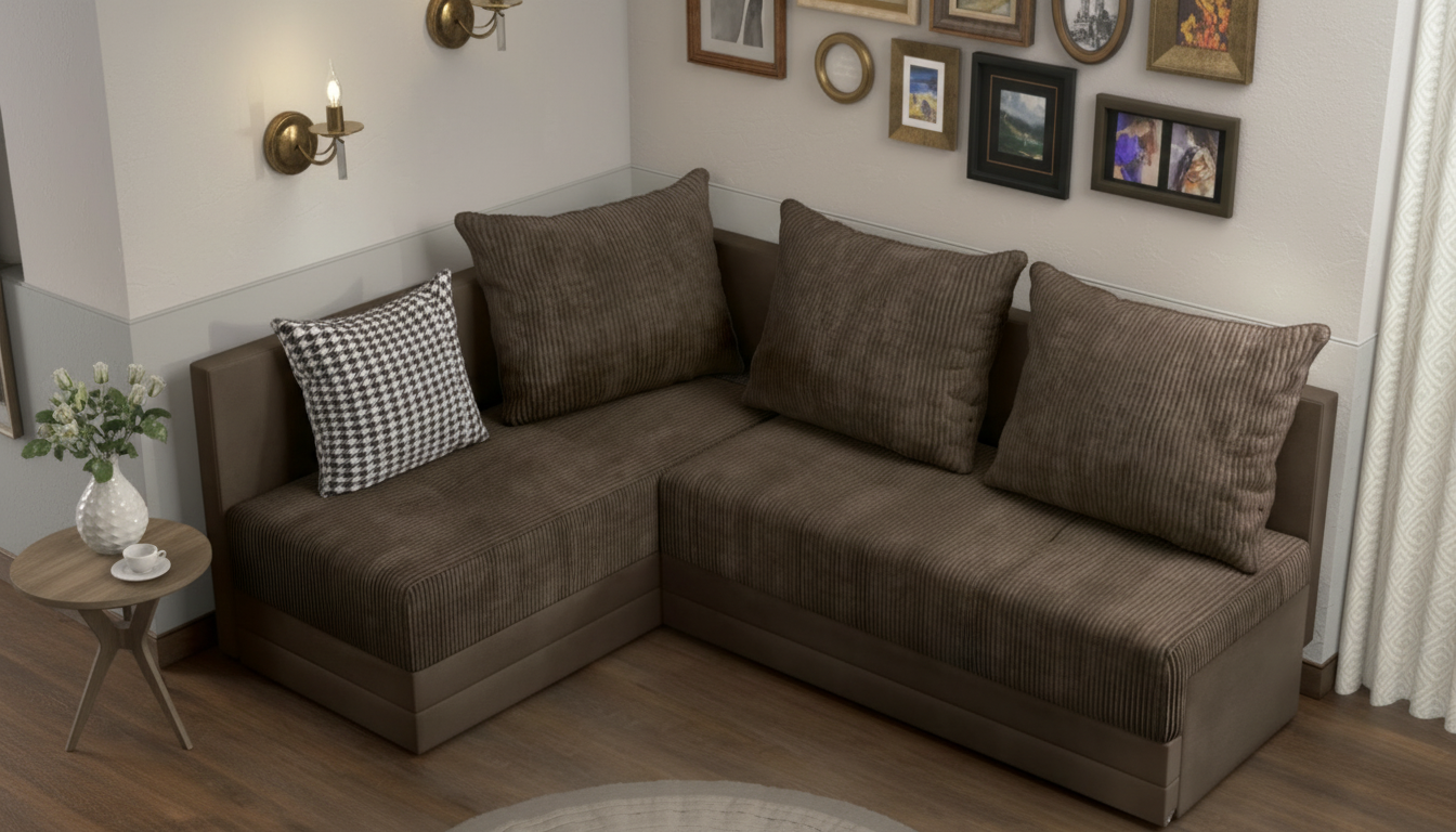 Раскладной угловой диван Арамо, темно-коричневый  3